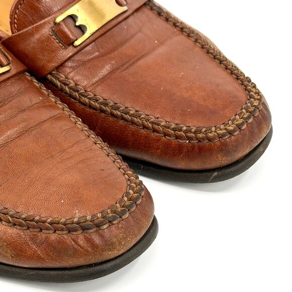 Vintage 80s Bally Italian Brown Leather Ruvera Gold Bit Loafers main image 12